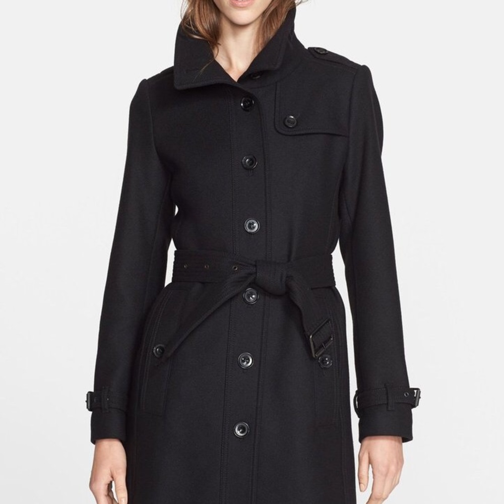 Burberry Brit Rushfield Wool Belt Breasted Coat